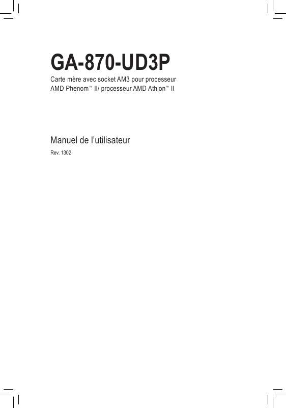 Guide utilisation GIGABYTE GA-870-UD3P  de la marque GIGABYTE