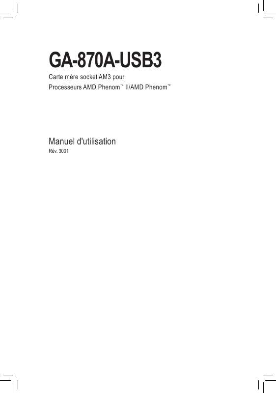 Guide utilisation GIGABYTE GA-870A-USB3  de la marque GIGABYTE