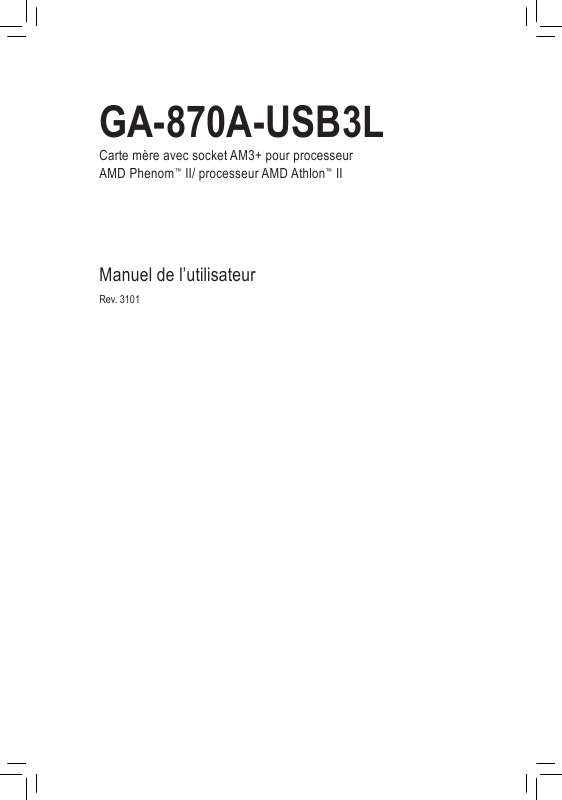 Guide utilisation GIGABYTE GA-870A-USB3L  de la marque GIGABYTE