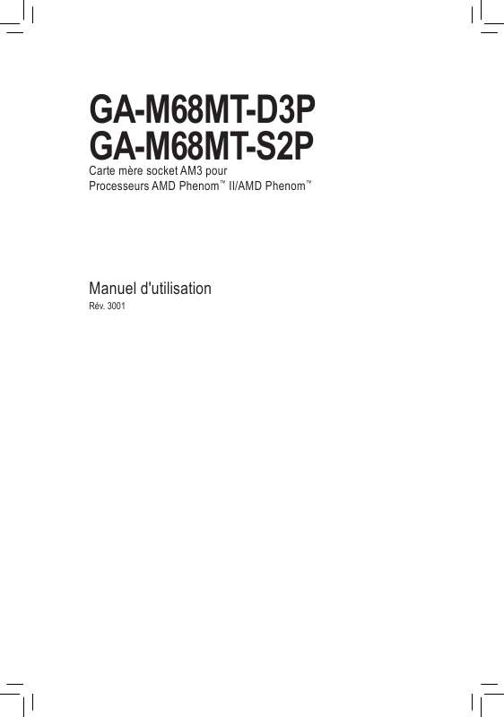 Guide utilisation GIGABYTE GA-M68MT-D3P  de la marque GIGABYTE