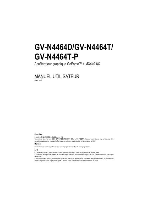 Guide utilisation GIGABYTE GV-N4464D  de la marque GIGABYTE