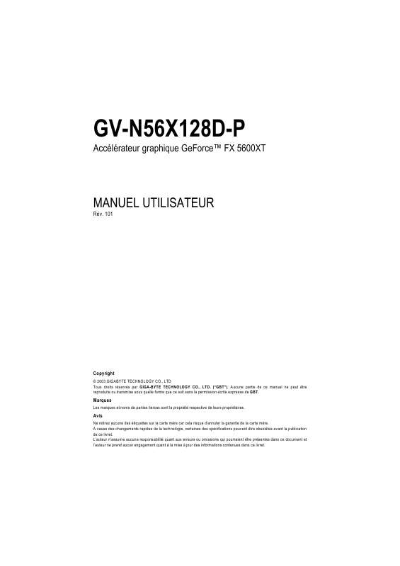 Guide utilisation GIGABYTE GV-N56X128D-P  de la marque GIGABYTE