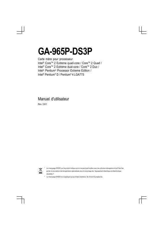 Guide utilisation GIGABYTE GA-965P-DS3P  de la marque GIGABYTE