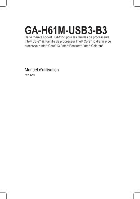 Guide utilisation GIGABYTE GA-H61M-USB3-B3  de la marque GIGABYTE