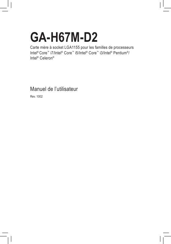 Guide utilisation GIGABYTE GA-H67M-D2  de la marque GIGABYTE