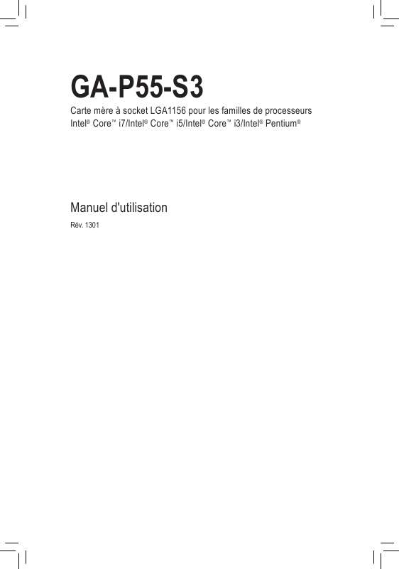 Guide utilisation GIGABYTE GA-P55-S3  de la marque GIGABYTE