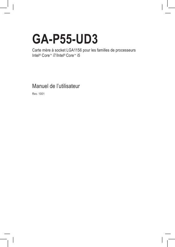 Guide utilisation GIGABYTE GA-P55-UD3  de la marque GIGABYTE