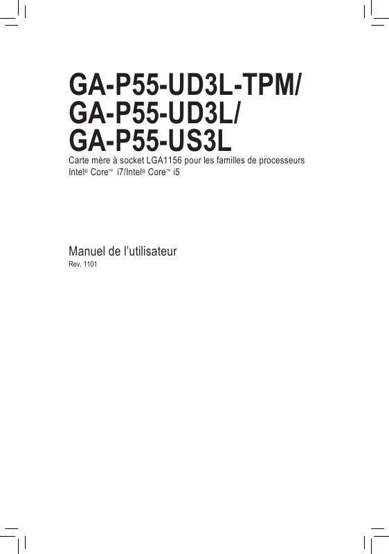Guide utilisation GIGABYTE GA-P55-UD3L-TPM  de la marque GIGABYTE