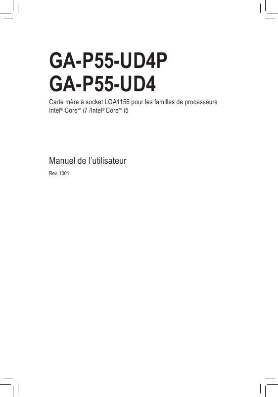 Guide utilisation GIGABYTE GA-P55-UD4  de la marque GIGABYTE