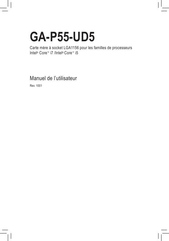 Guide utilisation GIGABYTE GA-P55-UD5  de la marque GIGABYTE
