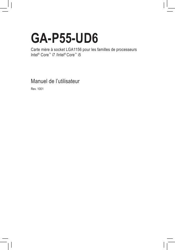 Guide utilisation GIGABYTE GA-P55-UD6  de la marque GIGABYTE