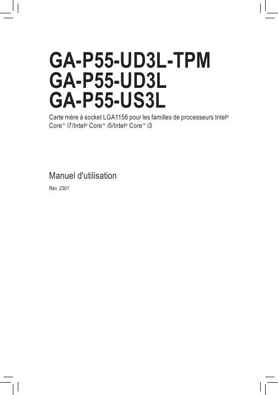 Guide utilisation GIGABYTE GA-P55-US3L  de la marque GIGABYTE