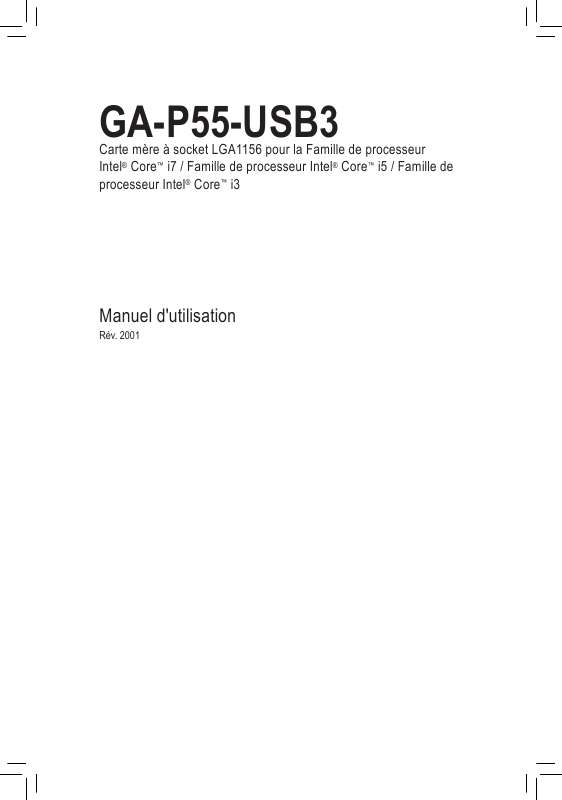 Guide utilisation GIGABYTE GA-P55-USB3  de la marque GIGABYTE