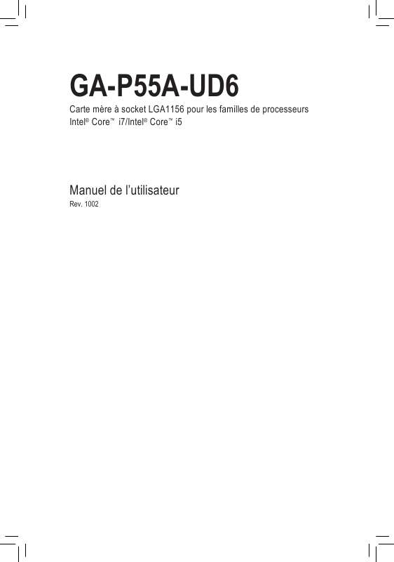 Guide utilisation GIGABYTE GA-P55A-UD6  de la marque GIGABYTE