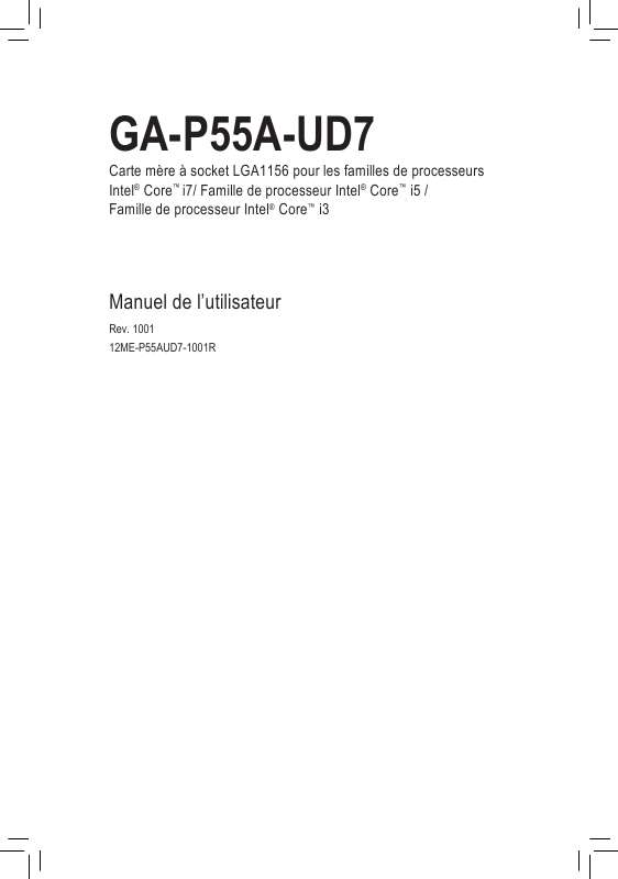 Guide utilisation GIGABYTE GA-P55A-UD7  de la marque GIGABYTE