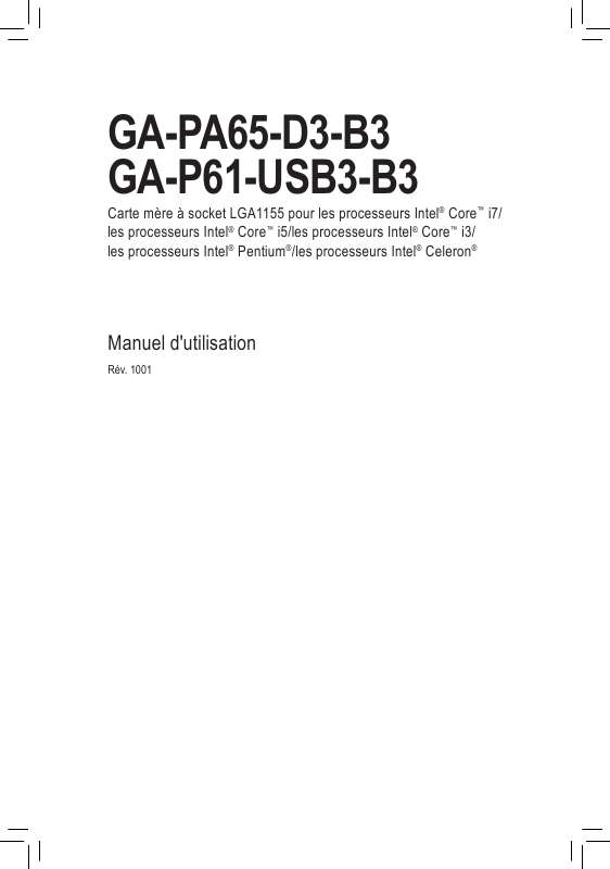 Guide utilisation GIGABYTE GA-P61-USB3-B3  de la marque GIGABYTE