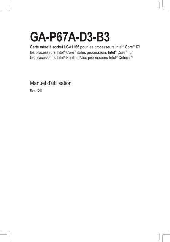 Guide utilisation GIGABYTE GA-P67A-D3-B3  de la marque GIGABYTE