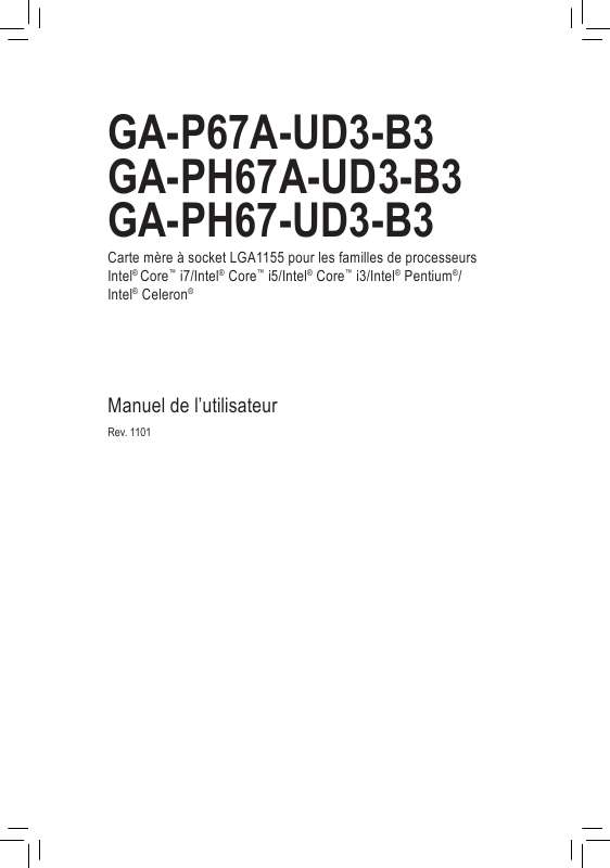 Guide utilisation GIGABYTE GA-P67A-UD3-B3  de la marque GIGABYTE