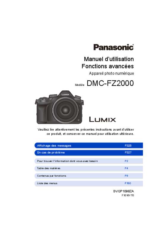 Guide utilisation PANASONIC LUMIX DMC-FZ2000  de la marque PANASONIC
