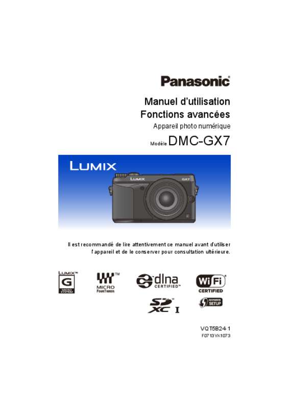 Guide utilisation PANASONIC LUMIX DMC-GF7 SILVER  de la marque PANASONIC