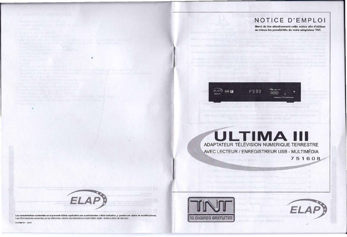Guide utilisation ELAP ULTIMA III  de la marque ELAP
