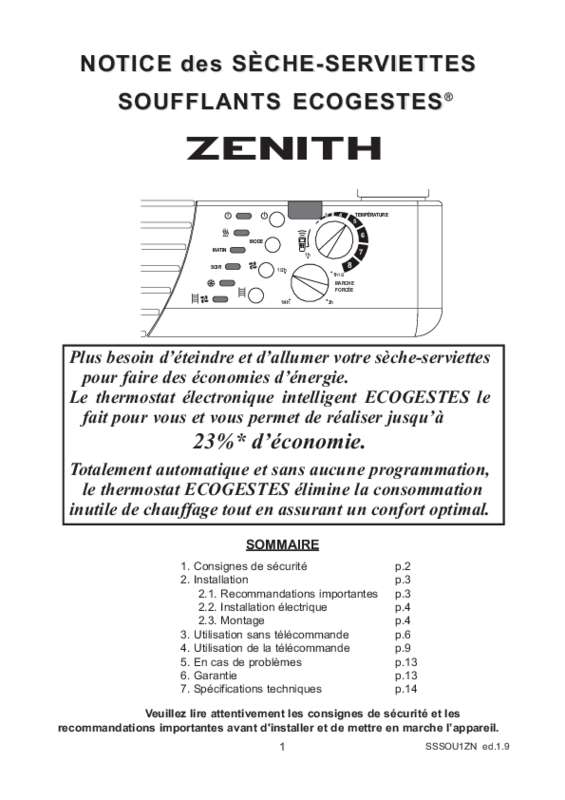 Guide utilisation ZENITH LOUNA  de la marque ZENITH