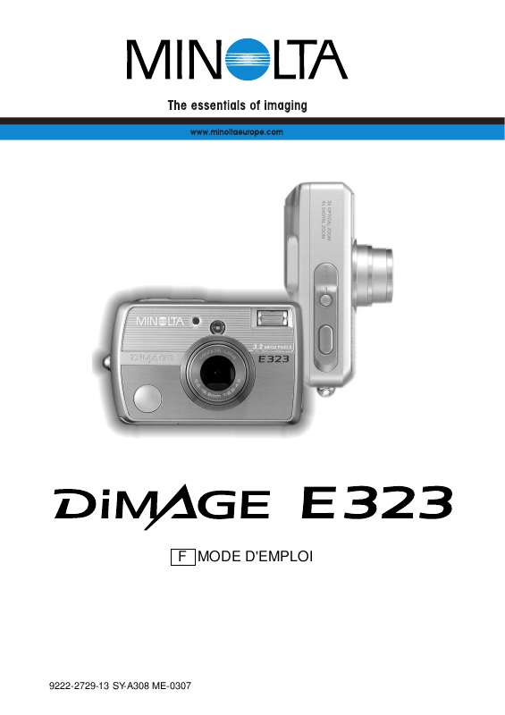 Guide utilisation KONICA MINOLTA DIMAGE DIMAGE E323  de la marque KONICA MINOLTA