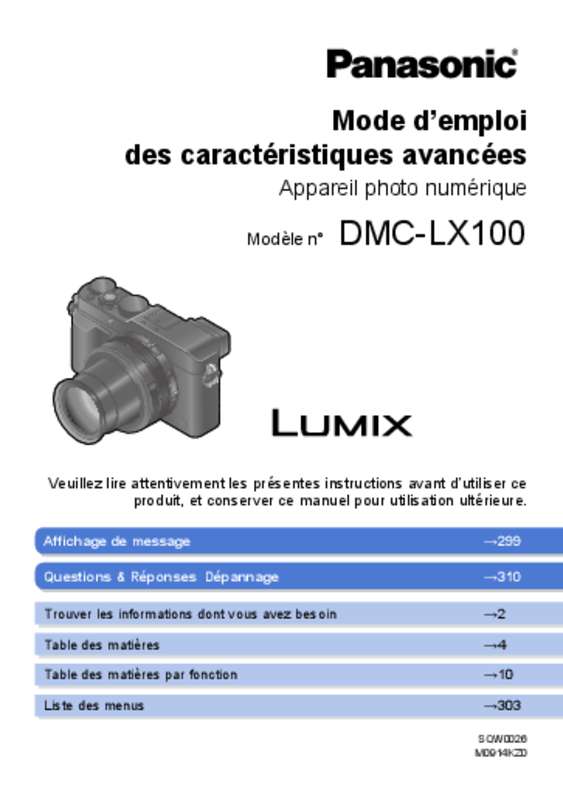 Guide utilisation PANASONIC LUMIX DMC-LX100EFK  de la marque PANASONIC