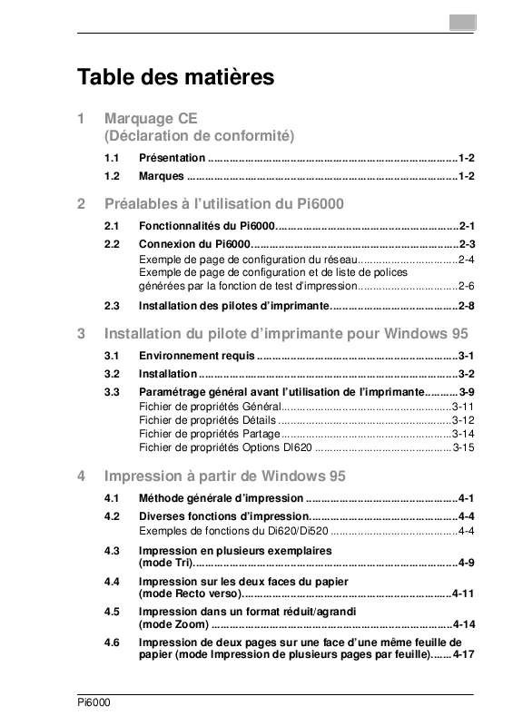 Guide utilisation  KONICA MINOLTA PI6000  de la marque KONICA MINOLTA