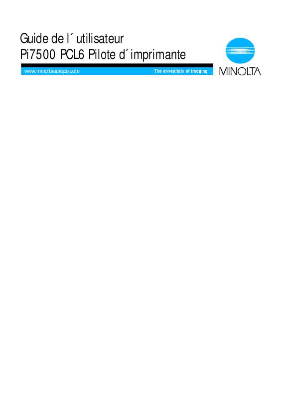 Guide utilisation  KONICA MINOLTA PI7500 VER2 PCL6  de la marque KONICA MINOLTA