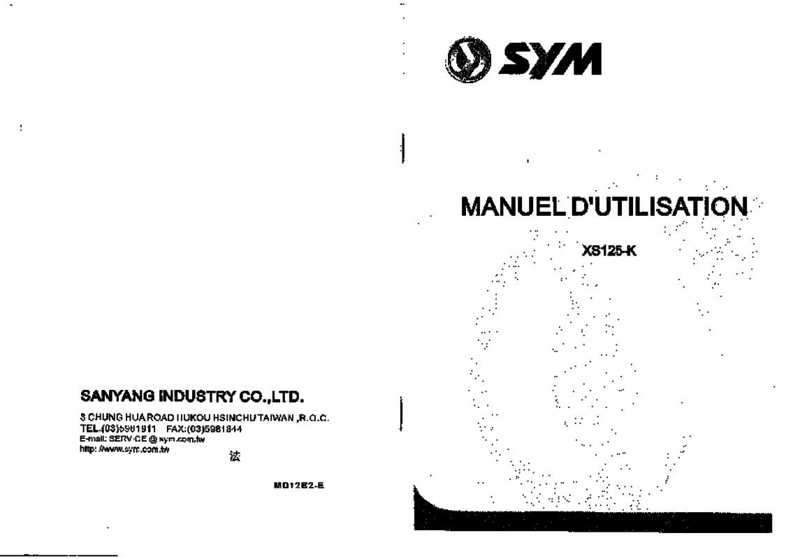 Guide utilisation  SYM 125 XS  de la marque SYM
