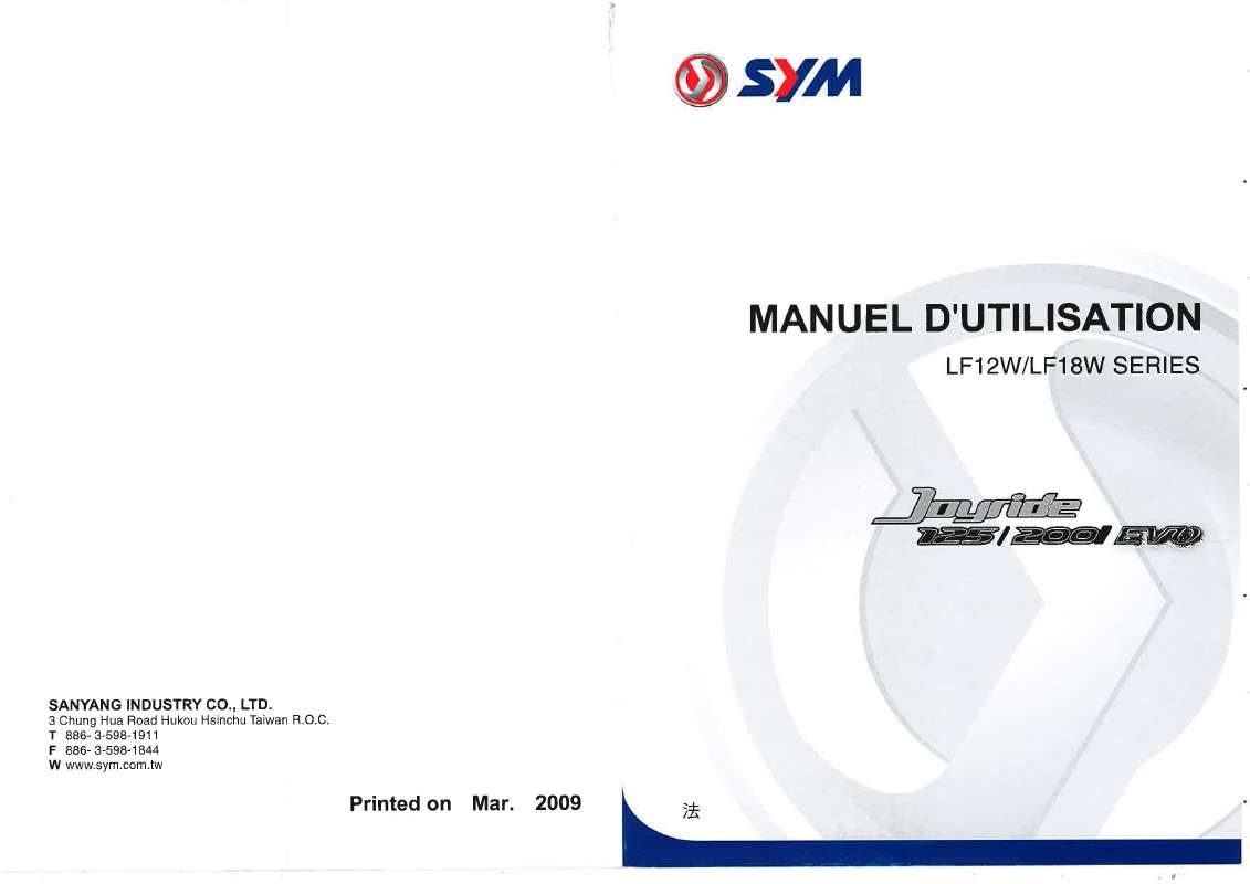 Guide utilisation  SYM LF18W  de la marque SYM