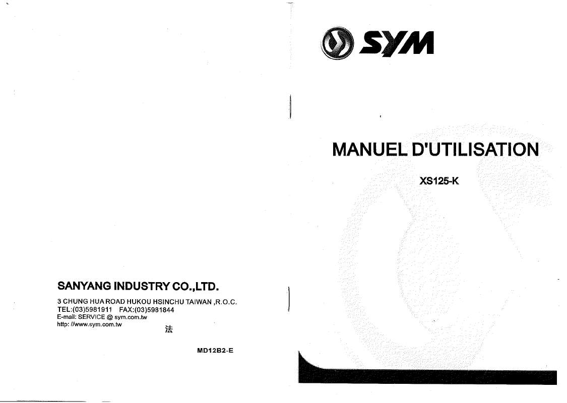 Guide utilisation  SYM XS125-K  de la marque SYM