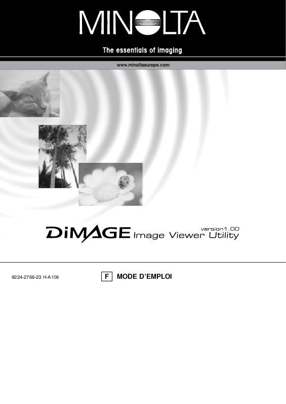 Guide utilisation KONICA MINOLTA DIMAGE IMAGE VIEWER UTILITY 1.0 FOR DIMAGE 7&5  de la marque KONICA MINOLTA