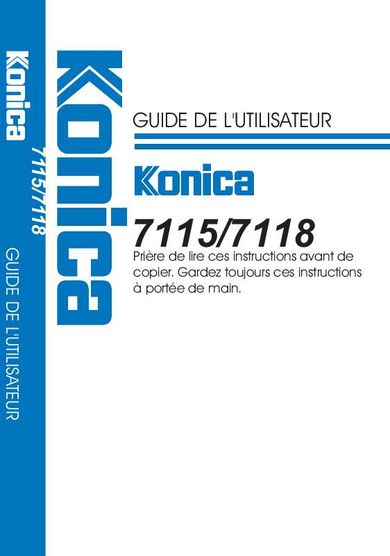Guide utilisation  KONICA MINOLTA 7115  de la marque KONICA MINOLTA