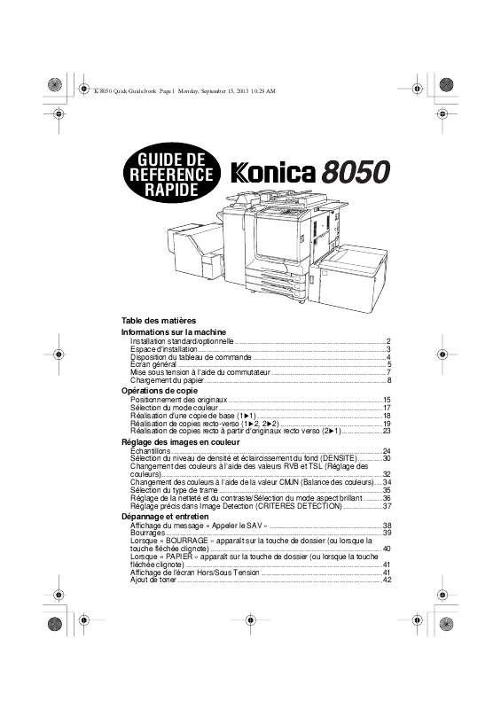 Guide utilisation  KONICA MINOLTA 8050  de la marque KONICA MINOLTA