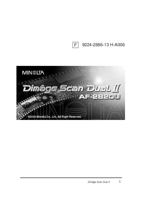 Guide utilisation KONICA MINOLTA DIMAGE SCAN DUAL II  de la marque KONICA MINOLTA