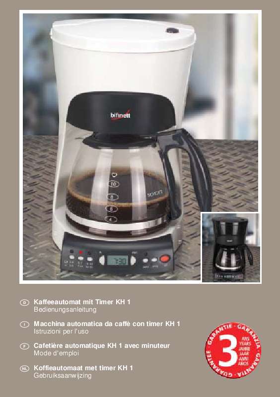 Guide utilisation  BIFINETT KH 01 COFFEE MACHINE WITH TIMER  de la marque BIFINETT