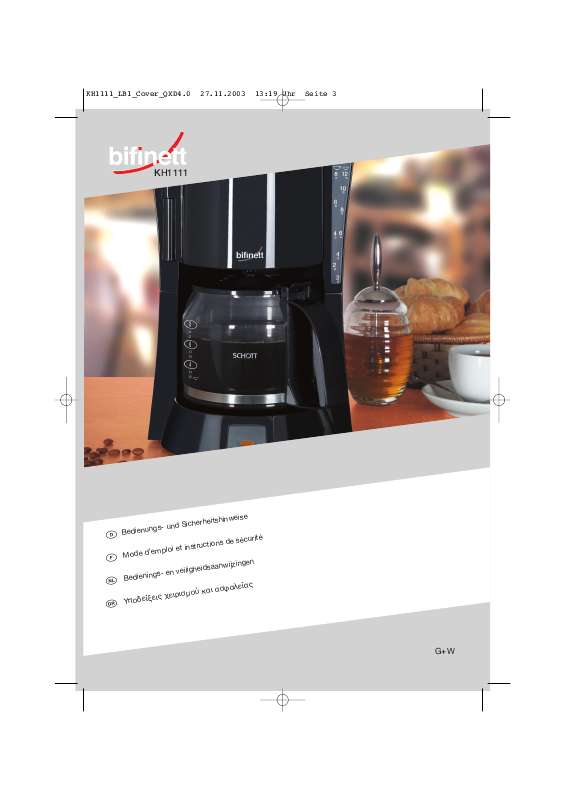 Guide utilisation  BIFINETT KH 1111 COFFEE MACHINE  de la marque BIFINETT