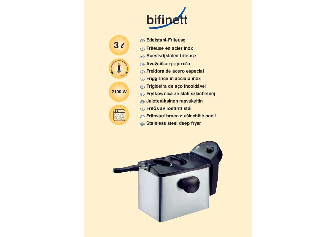 Guide utilisation  BIFINETT KH 2200 STAINLESS STEEL DEEP FRYER  de la marque BIFINETT