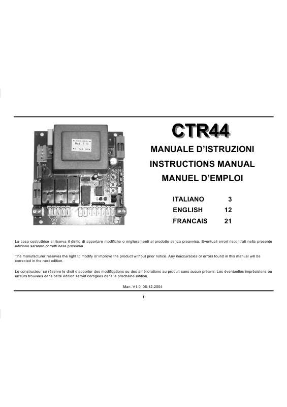 Guide utilisation  DUCATI CTR44  de la marque DUCATI