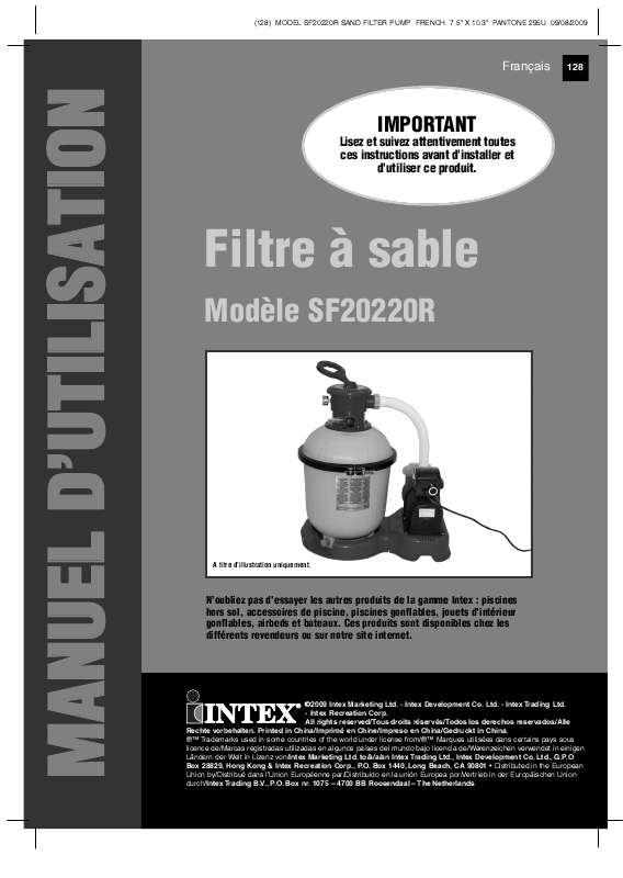 Guide utilisation  INTEX SF20220R  de la marque INTEX