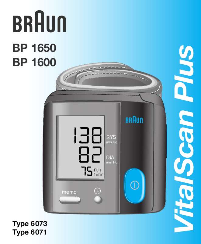 Guide utilisation BRAUN VITALSCAN PLUS BP 1600  de la marque BRAUN