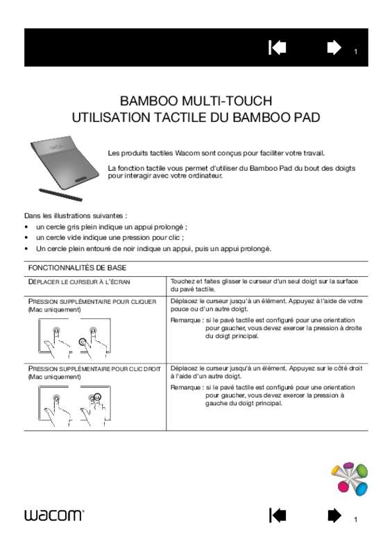 Guide utilisation WACOM BAMBOO PAD  de la marque WACOM