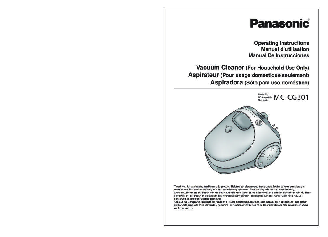 Guide utilisation PANASONIC MC-CG301 de la marque PANASONIC