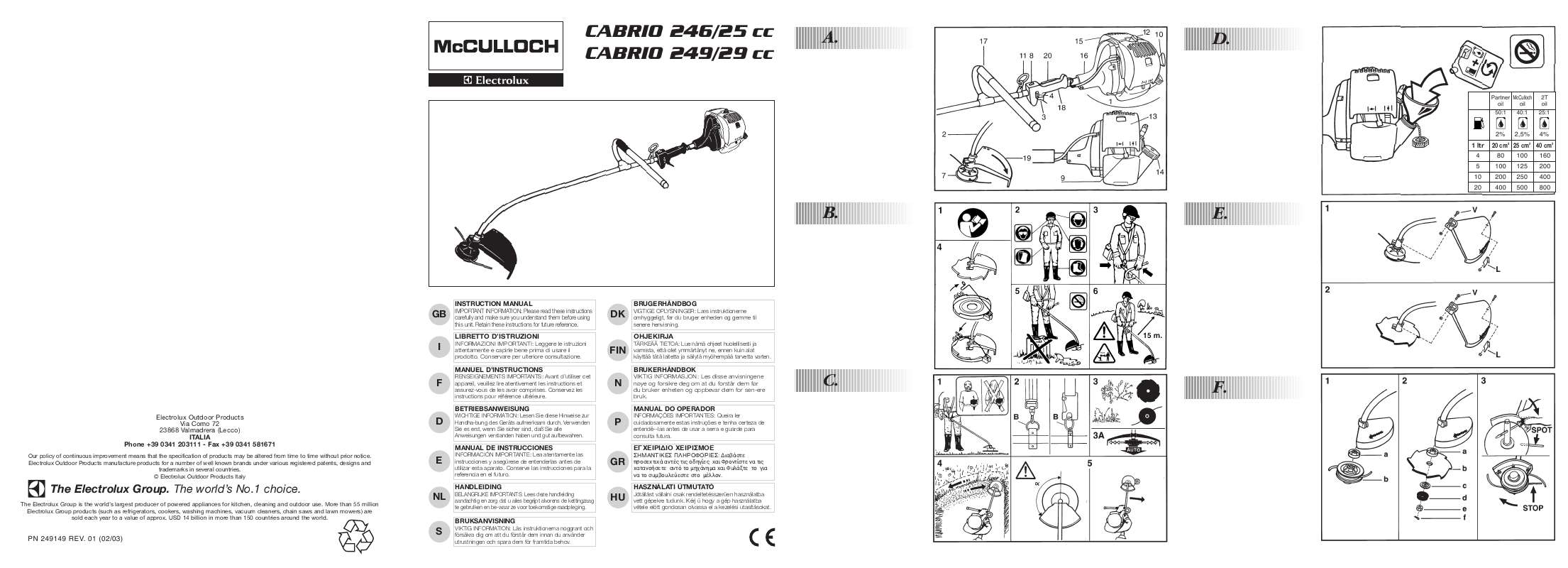 Guide utilisation  MCCULLOCH CABRIO 249  de la marque MCCULLOCH