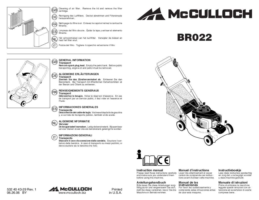 Guide utilisation  MCCULLOCH BR022  de la marque MCCULLOCH