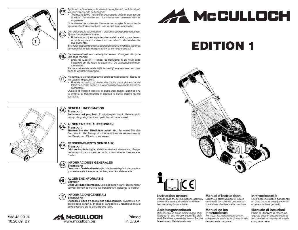 Guide utilisation  MCCULLOCH EDITION 1  de la marque MCCULLOCH