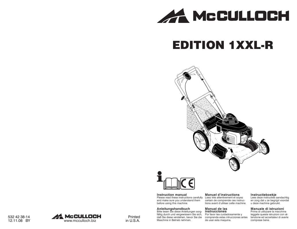 Guide utilisation  MCCULLOCH EDITION 1 XXL-R  de la marque MCCULLOCH