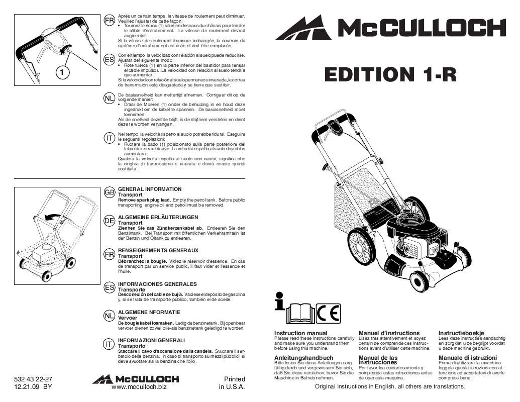 Guide utilisation  MCCULLOCH EDITION 1-R  de la marque MCCULLOCH